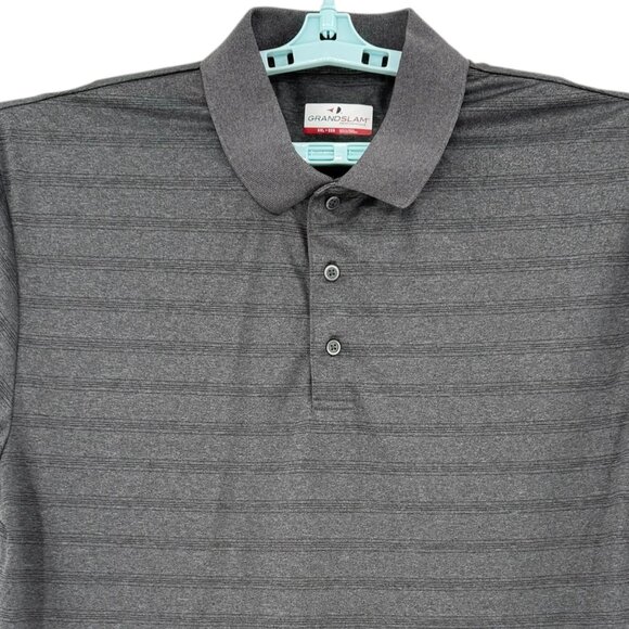 Grand Slam Men's Performance Striped Grey Polo Shirt Size XXL Short Sleeve - Picture 3 of 8